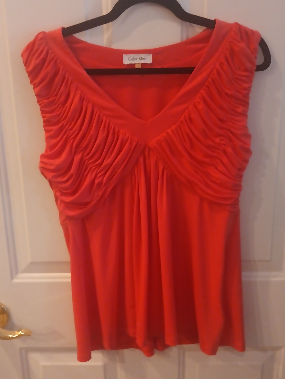 Calvin Klein Coral Ruched Empire Blouse